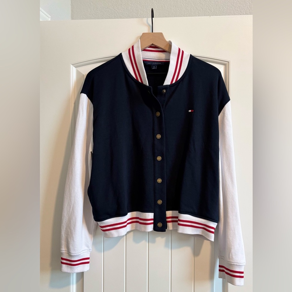 EUC Tommy Hilfiger Varsity Jacket - Navy - Large
